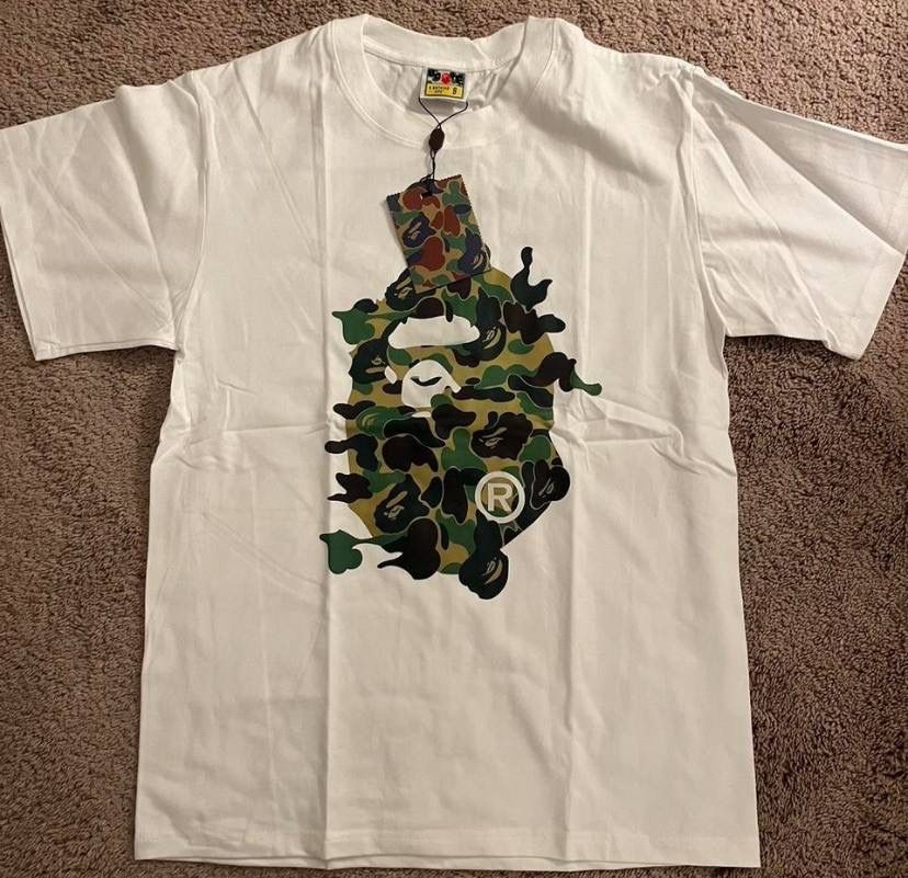 A Bathing Ape Green Camo Rebuild Big Ape Head Tee - Size Small