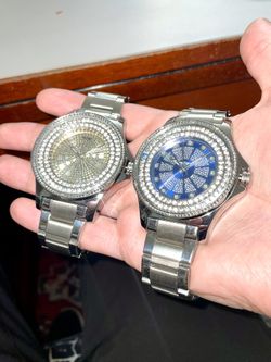 Men’s Real Diamond Watch Platinum Stainless Steel Band - Pick 1