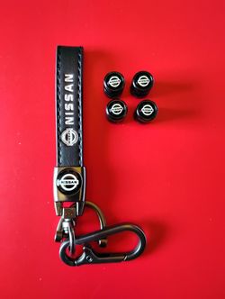 Nissan Keychain and Tire valve caps New
