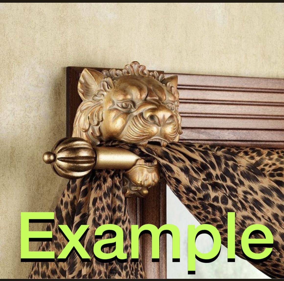 Kirsch Lion Head Wall Curtain Rod Holder – Vintage Gold Gilded Resin Brackets, Old World Style