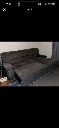 Dark Gray Fabric Sectional Sofa with Chaise