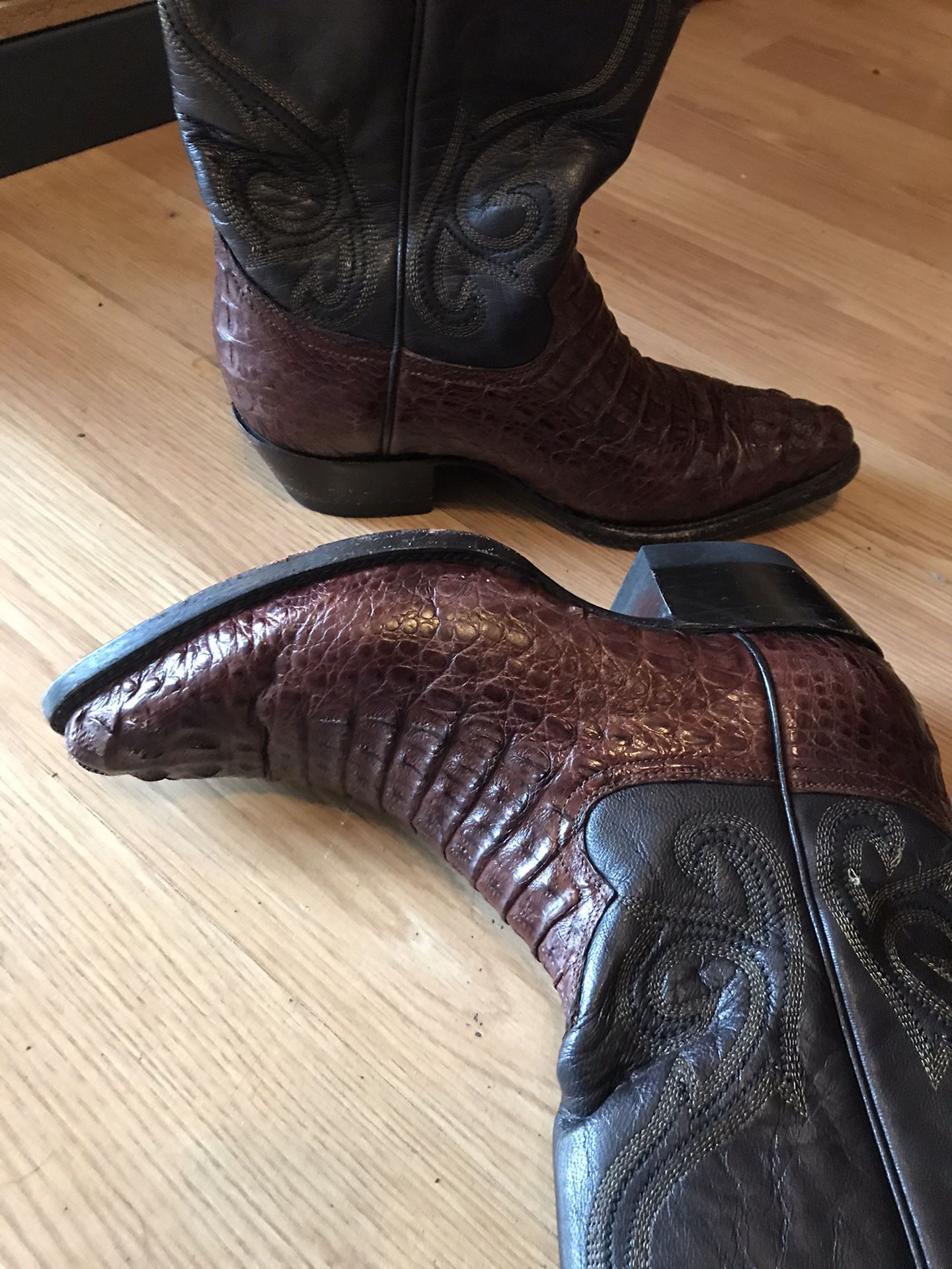 Caiman Belly Cowboy Boots With Belt Size 5 Men 7 Women 