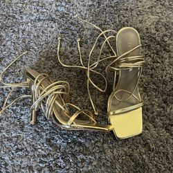 Lace Gold Heels 