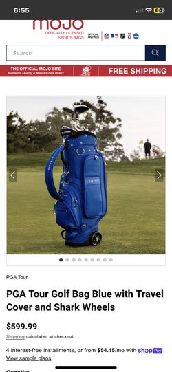 Pga Tour Golf Bag Blue with Travel Cover and Shark Wheels
