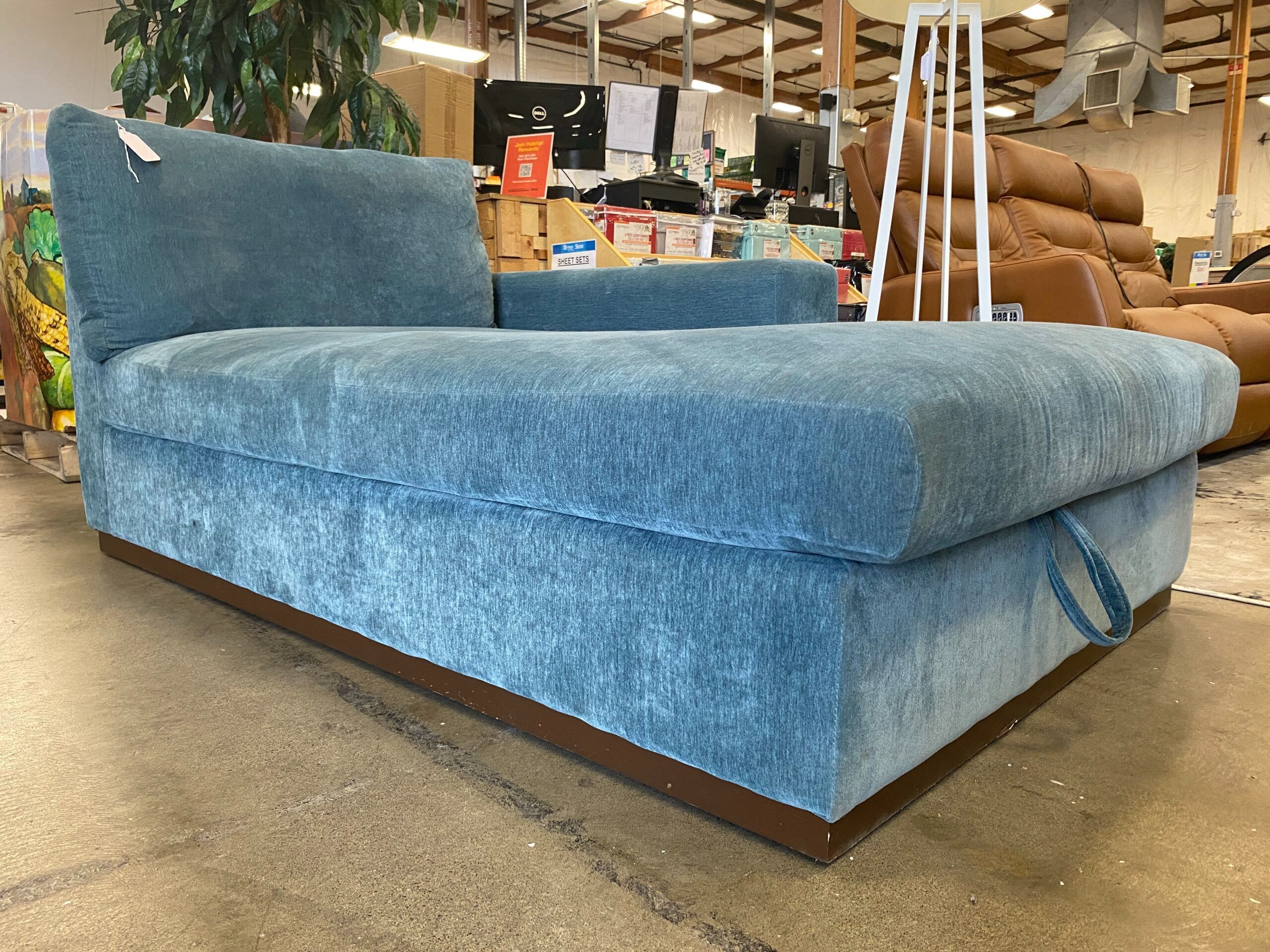 JOYBIRD Holt Single Arm Storage Chaise in Harper Biscay Bay