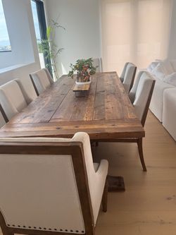 Restoration Hardware Reclaimed Wood Dining Table with 8 Chairs