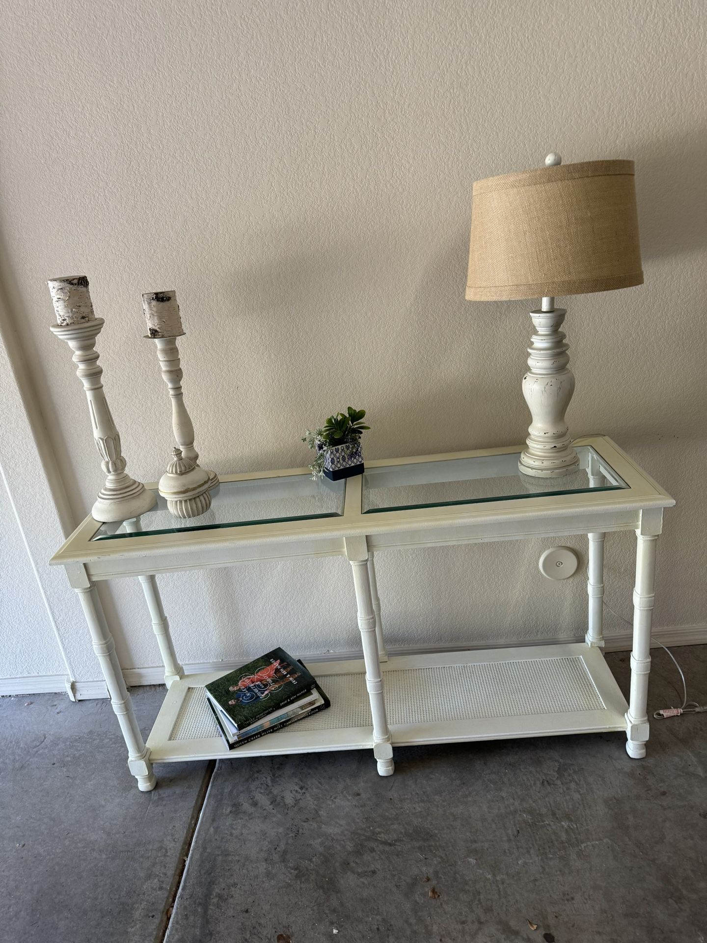 Antique Sofa Table and Lamp