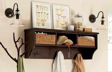 Pottery Barn “Samantha” Entryway  Shelf in Mahogany Solid Wood
