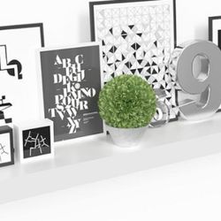 Invisible Brackets for Bathroom, Living Room, Bedroom, Kitchen, Nursery, 6" Deep, White