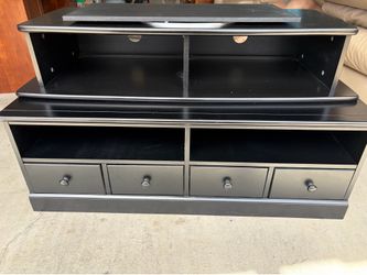 Black two-piece TV stand