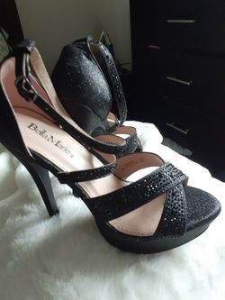 Black Glitter Heels