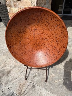 Large 20” Manganese Redware Bowl and stand