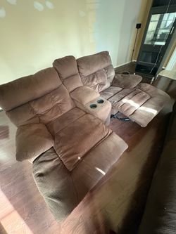 Love seat sofa with console