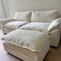 Must go! Cloud-Like Cream Sectional + Ottoman