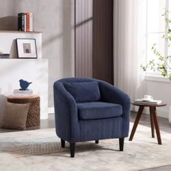 Set Of 2 Accent Chair, Corduroy Fabric Barrel Chairs, Reading Chair with Thick Cushion and Pillow, Arm Chair for Living Room, Bedroom, Waiting Room