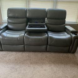 Gray Electric Leather Couch And Chair