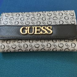 GUESS HIGH END DESIGNER CLUTCH  BLACK/GRAY Women’s Wallet 