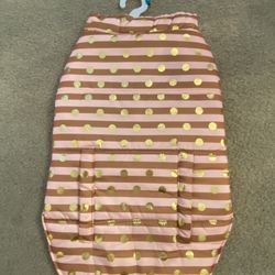 New L Large Top Paw Dog Coat Jacket Puffer Style Pink Gold Polka Dot Stripe Shiny Glamour Bling