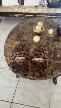 Balenciaga leopard slides