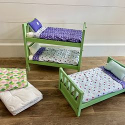 American Girl Doll Bunk Bed + Bed + Extra Sheets and Cushion Combo 