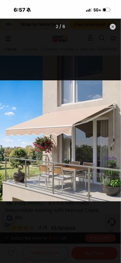 Costway 8' x 6.6' Patio Retractable Awning Manual Crank Handle (contact info removed)8 New