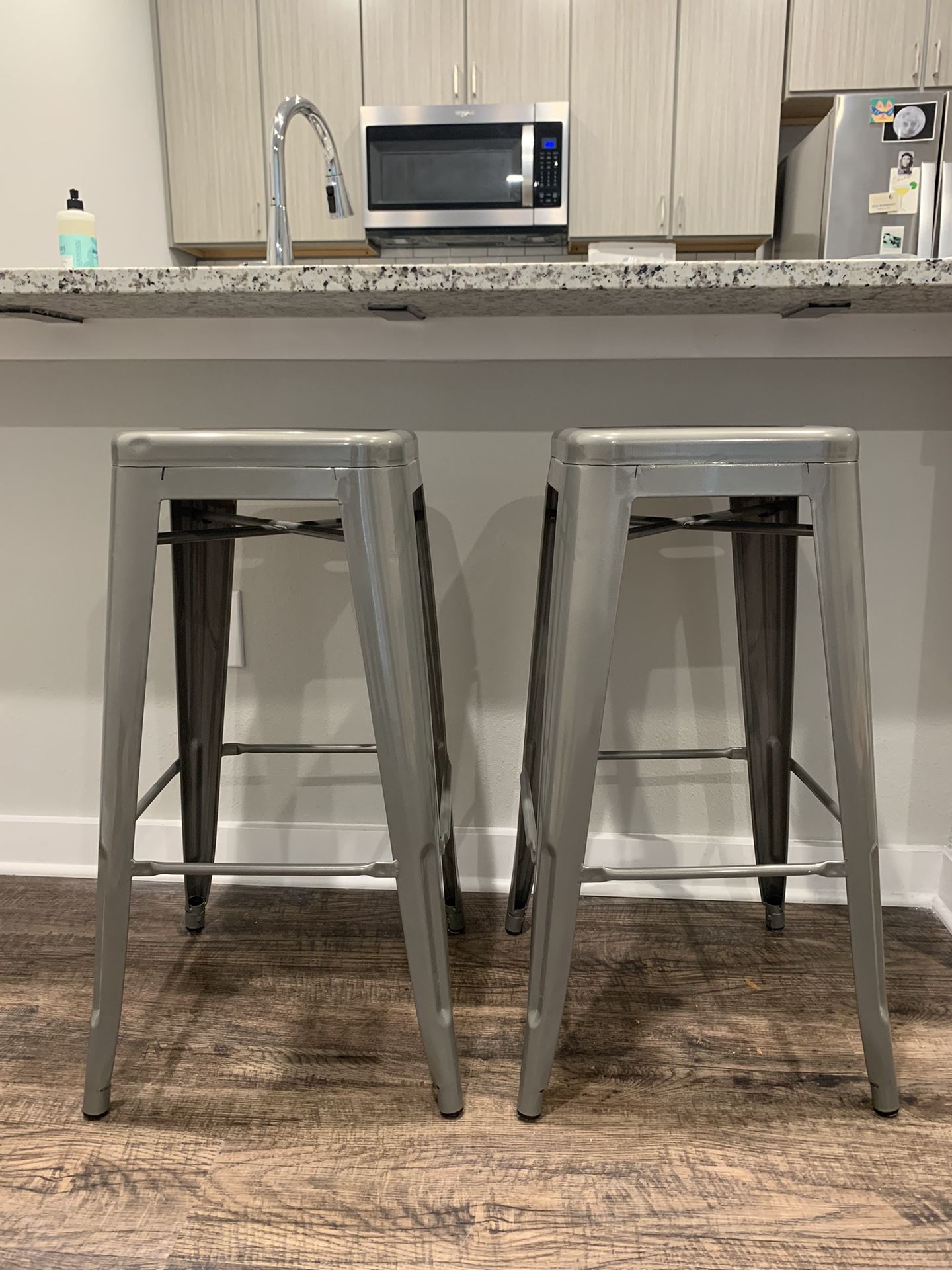 Grey Metal Bistro Stools