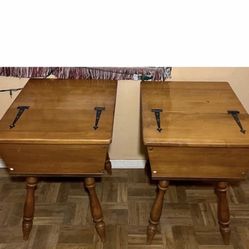 Ethan Allen  Baumritter Colonial Maple Wood Dough Box Tables 