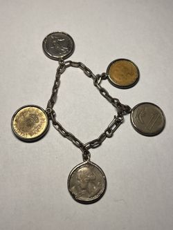 Vintage Sterling Silver Coin Bracelet