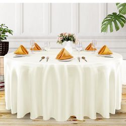 6 Pack 108 Inch Ivory Round Tablecloth