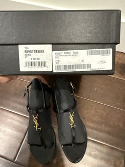 YSL Saint Laurent Sandals Black Cassandra 37