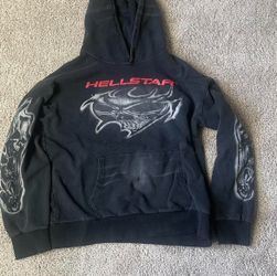 black and red hellstar hoodie worn once
