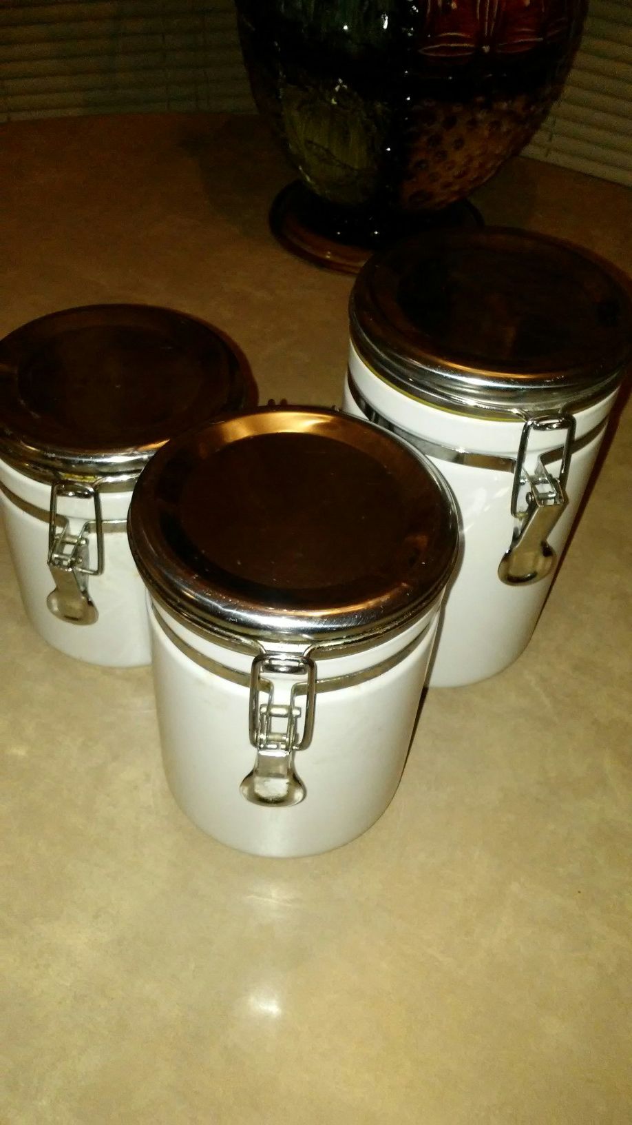 Canisters, ceramic, white, used
