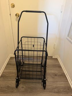black metal stair-climbing wire basket