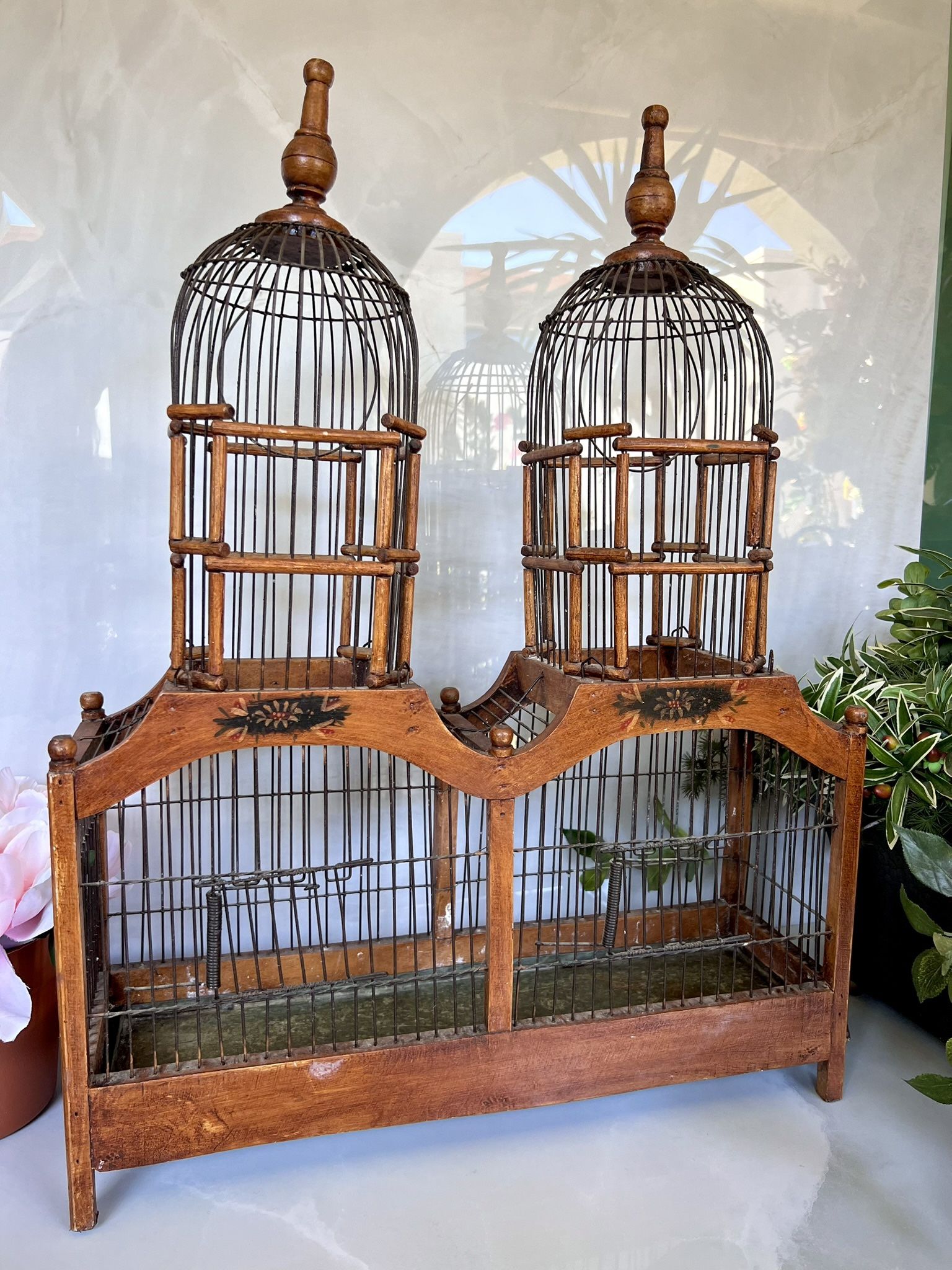 Unique Large Vintage Double Birdcage Large Twin Dome Design - Elegant Bird Cage Decorative Home Decor Accent