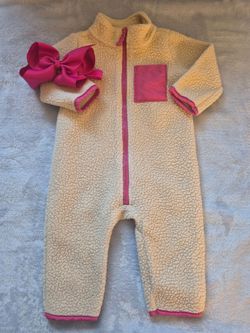 Carter's, Baby Girl, Sherpa Fleece Zip-Up Romper, 6 Mo