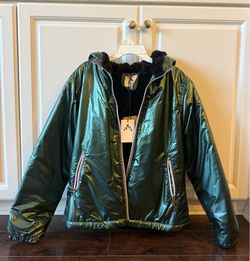 Designer Attrait Paris Metallic Puffer Jacket Size M