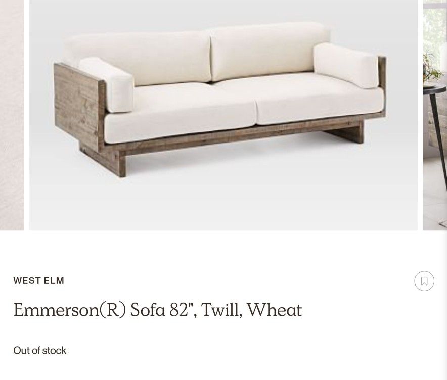 West Elm : Emmerson Reclaimed Wood Sofa 82 inches and two swivel chairs- Rustic and modern