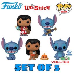(NEW) Funko POP! Disney Lilo And Stitch 5 Piece Set (VAULTED STITCH W/ RECORD PLAYER) Perfect ULTIMATE Gift for any Lilo and Stitch Fan or Collector