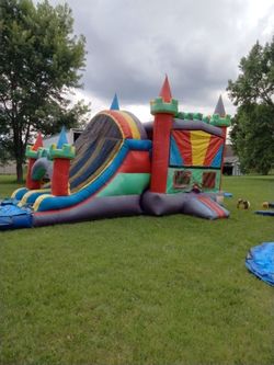 27Ft castle combo Inflatable Bouncer Combo  purple