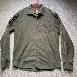 American Exchange Shirt Mens XL Green Corduroy Long Sleeve Button Up