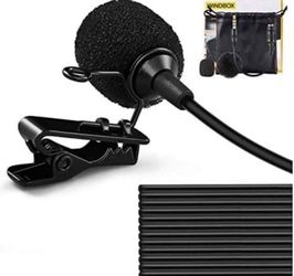 Clip On Microphone, WindBox 19 Feet Single Head Omnidirectional Lavalier Lapel Shirt Microphone for Video Recording, Cell Phone Mic for iPhone Android