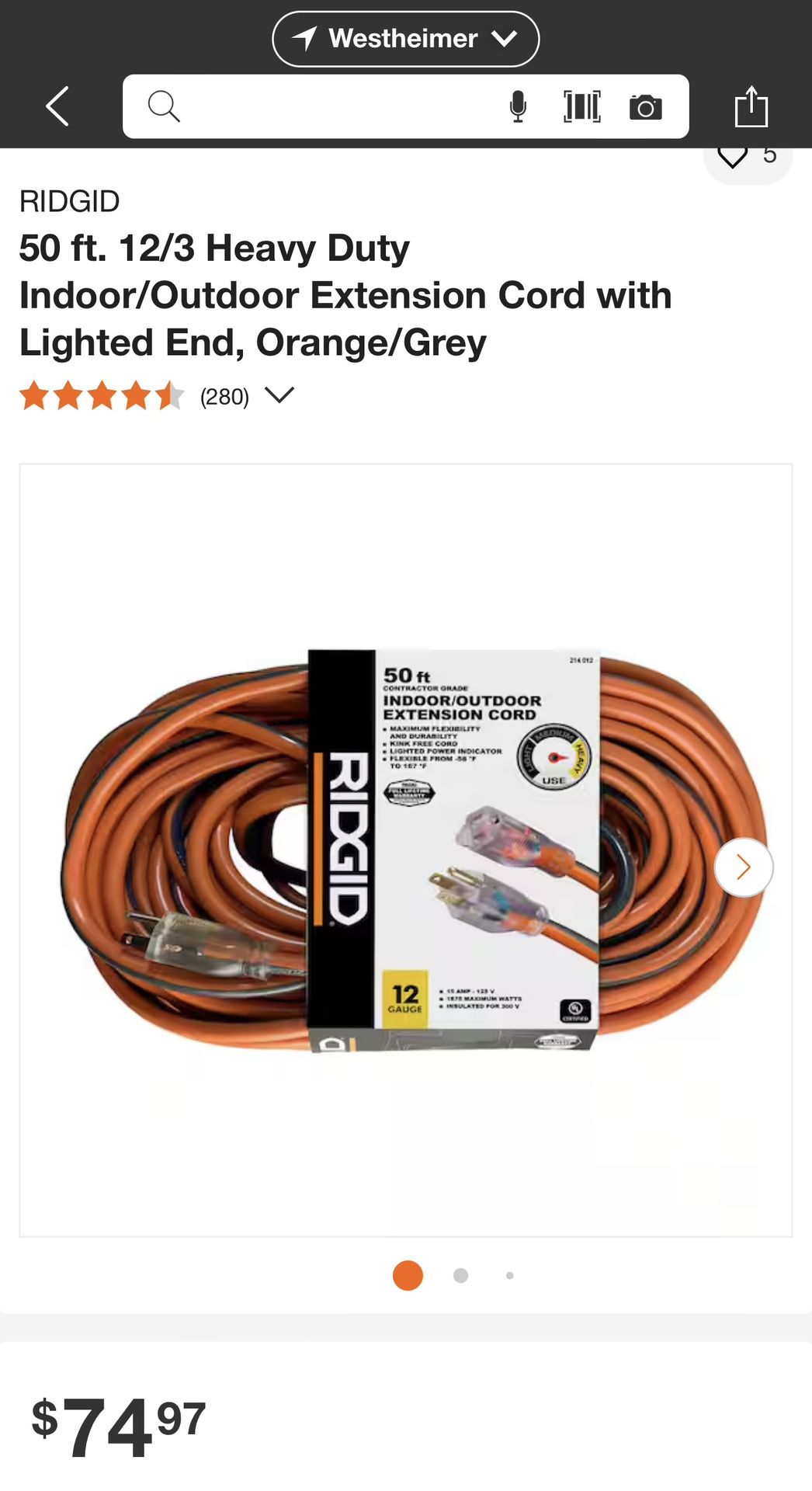 Iron Forge Cables 50ft (15m) Orange Verlängerungskabel 12/3 Gauge – Beleuchtete Steckdose, Robust, Für Außenbereich (UL-zertifiziert)