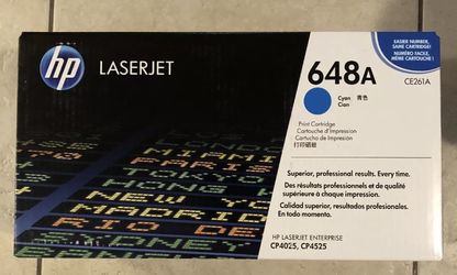 HP 648A Cyan Original LaserJet Toner Cartridge, CE261A OEM New