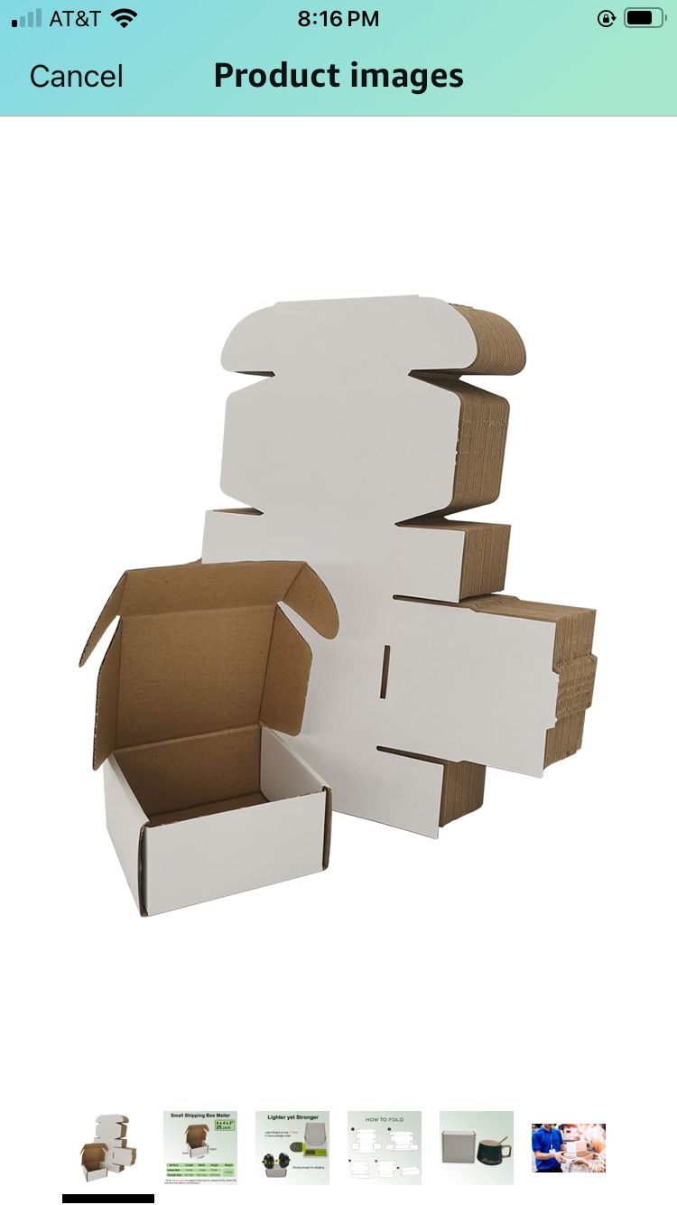 4x4x2'' Small Shipping Boxes 25 Pack, White Corrugated Cardboard Literature Mailers