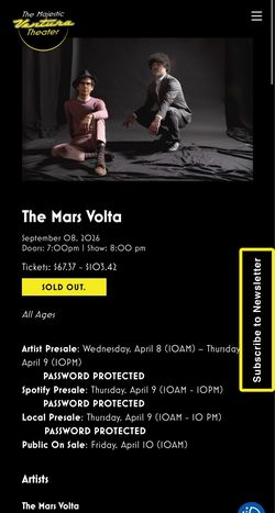 THE MARS VOLTA VENTURA THEATER SEP8th SOLD OUT SHOW