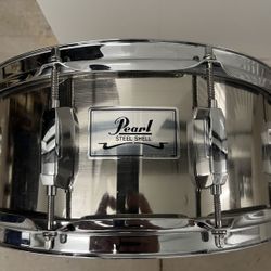 Pearl Steel Shell Snare Drum 6" X 14"  