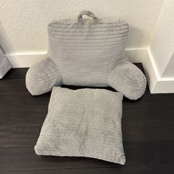 Grey Backrest and Throw Pillow Set