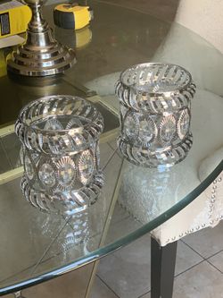 2 crystal candle holders