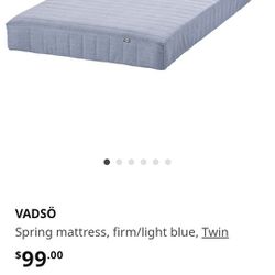 VADSÖSpring mattress, firm/light blue, Twin