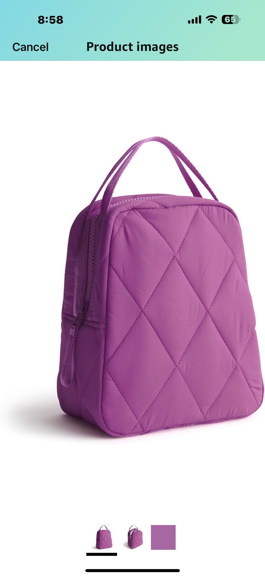 Vera Bradley Featherweight Lunch Bag, Iris Orchid  Origin Imported Outer material Nylon Inner material Nylon Closure type Zipper About this item NYLON